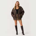 Oversized Lapel Biker PU Leather Jacket
