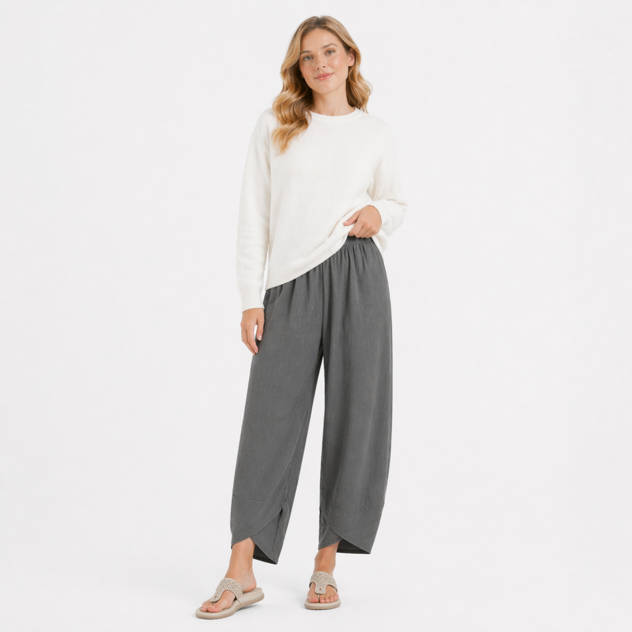 Wide Leg Cotton Linen Harem Trousers