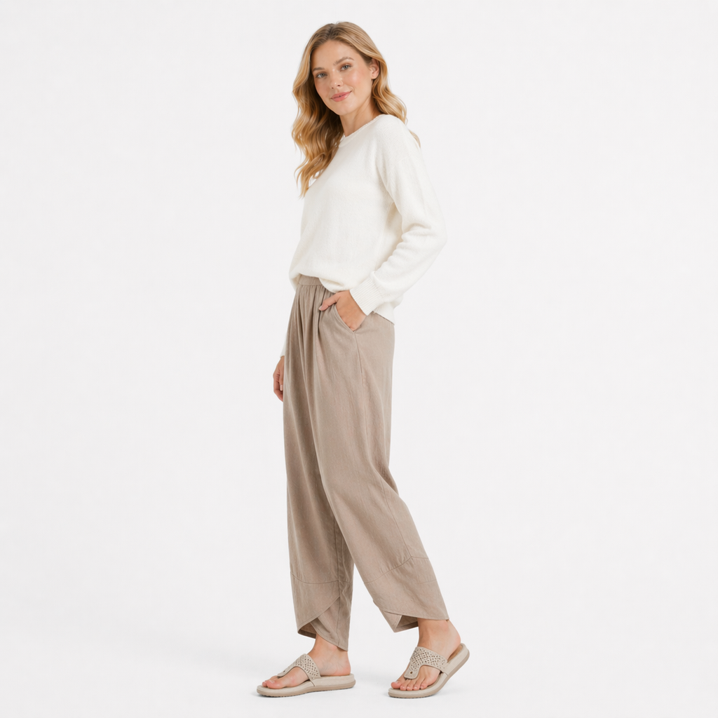 Wide Leg Cotton Linen Harem Trousers