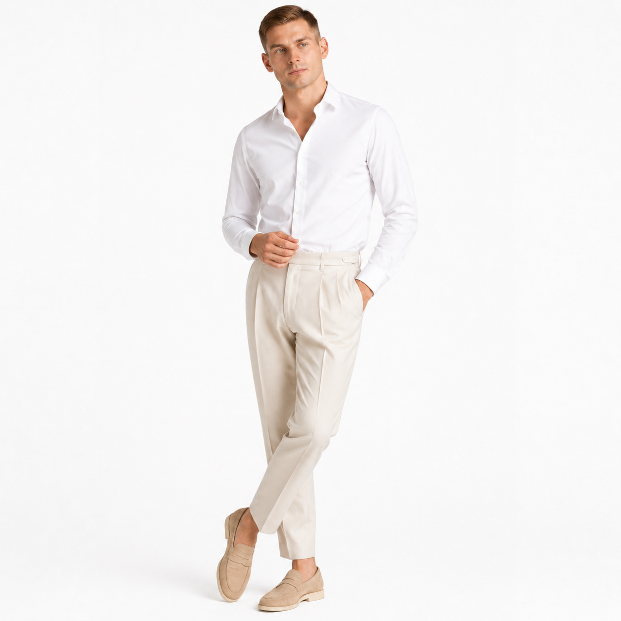 High Waist Slim Straight Trousers