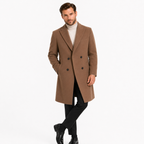 Double Breasted Mid Length Brushed Fabric Overcoat