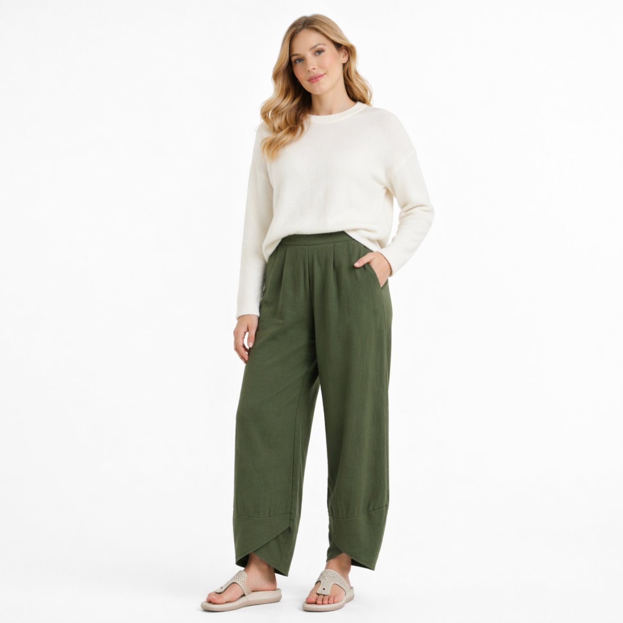 Wide Leg Cotton Linen Harem Trousers