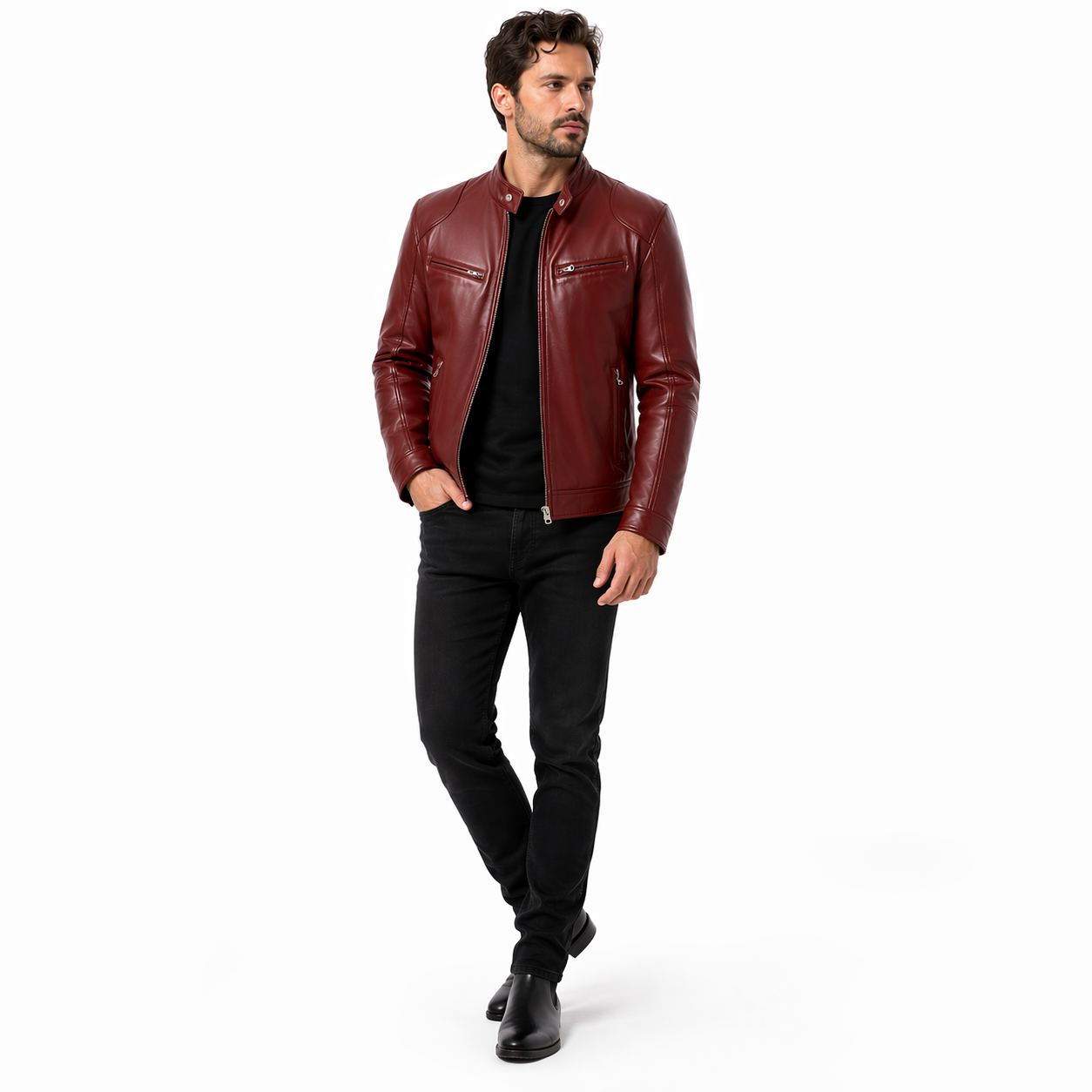 Faux Leather Bomber Jacket