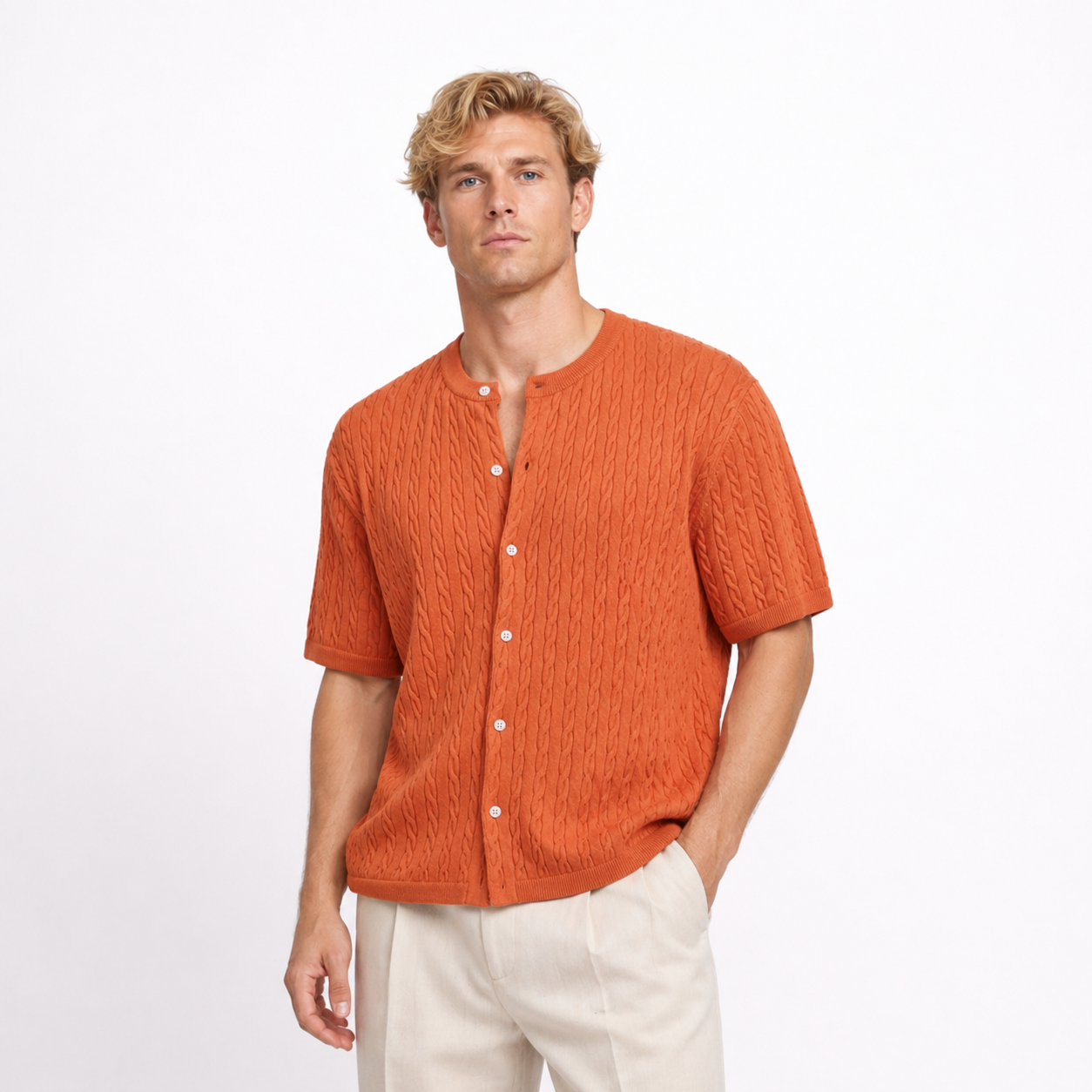 Tencel Cotton Jacquard Knit Polo