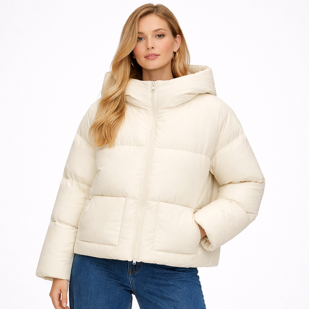 Élaris Cropped Hooded Goose Down Jacket