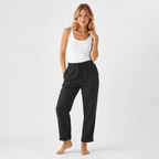 High Waist Cotton Blend Trousers