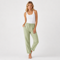 High Waist Cotton Blend Trousers