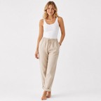 High Waist Cotton Blend Trousers