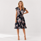 Flutter Sleeve Floral Midi Dress
