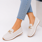 Buckle Trim Mesh Slip-On Loafers
