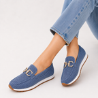 Buckle Trim Mesh Slip-On Loafers