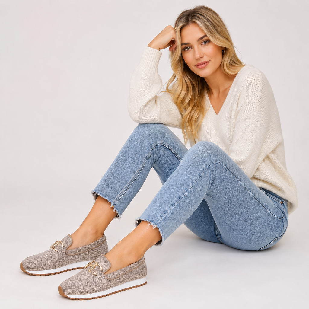 Buckle Trim Mesh Slip-On Loafers