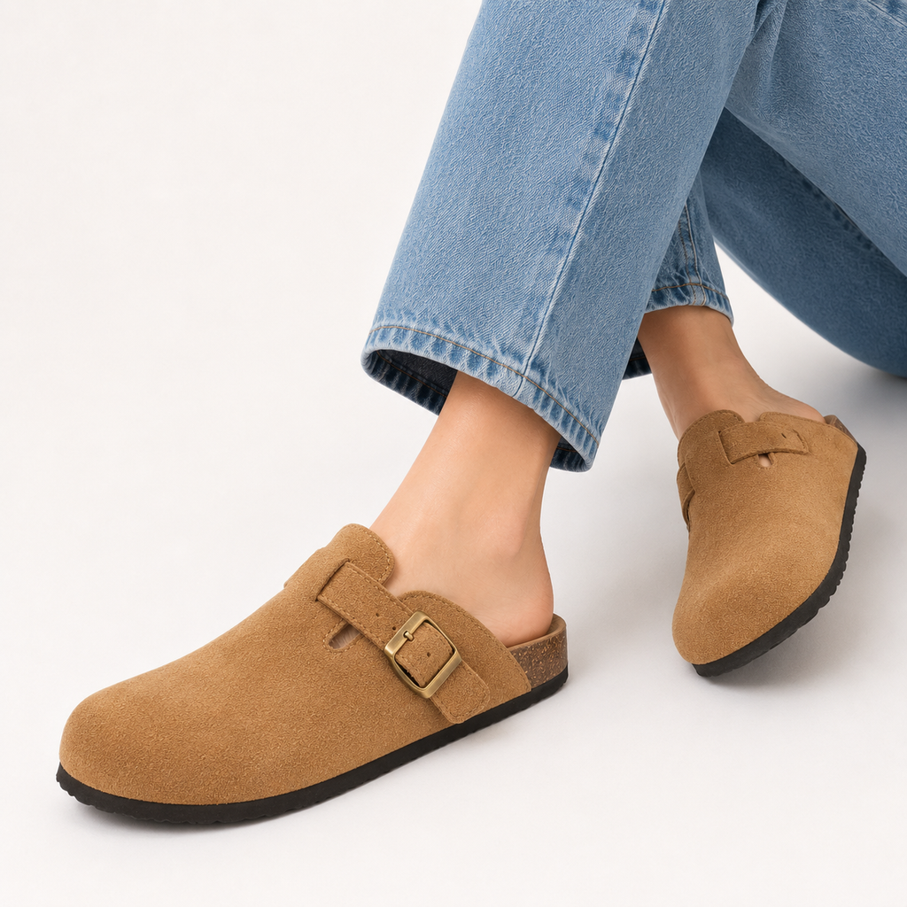 Suede Cork Footbed Clogs
