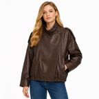 Relaxed Button-Up Leather Jacket
