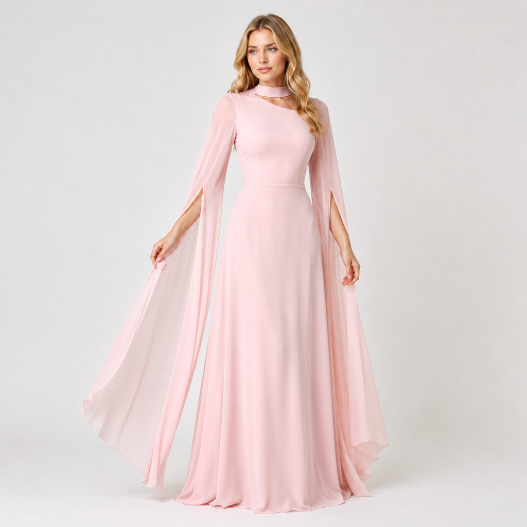 Cape Sleeve Cut-Out Maxi Dress