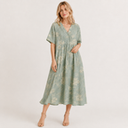 Short Sleeve Floral Midi Dress