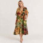 Short Sleeve Floral Midi Dress
