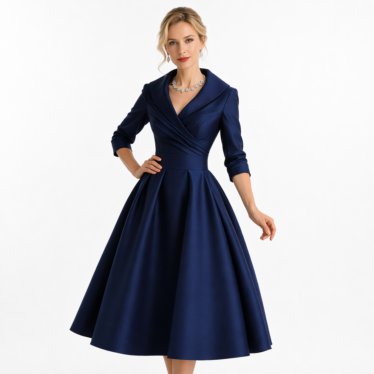 Pleated Swing Midi Dress