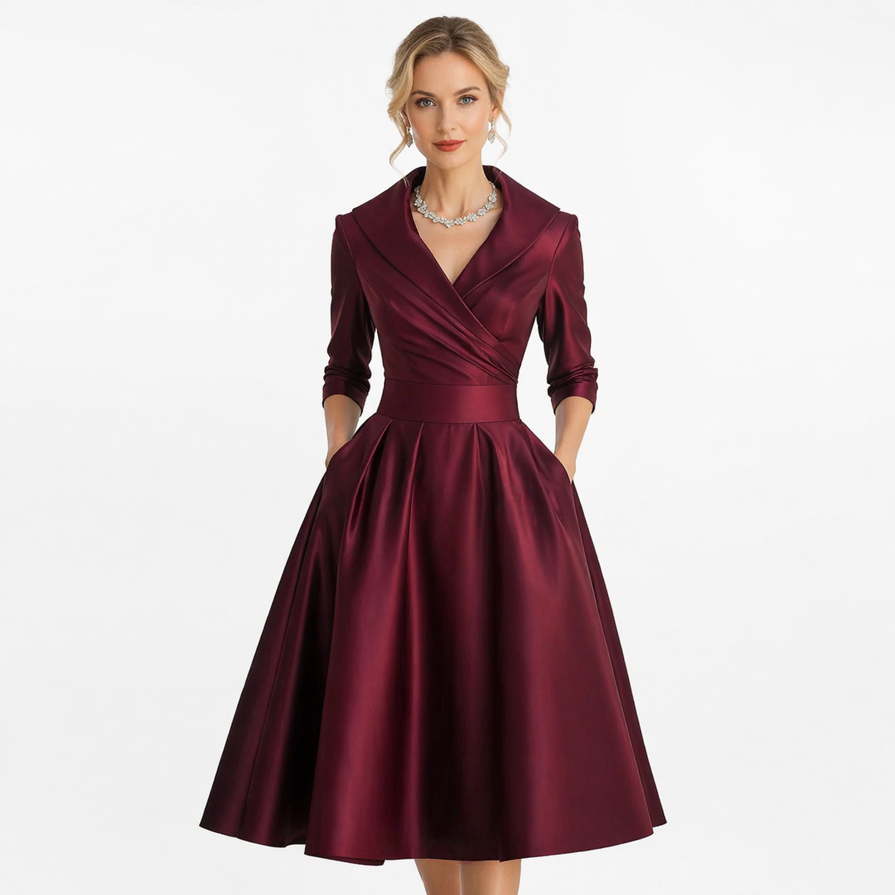 Pleated Swing Midi Dress