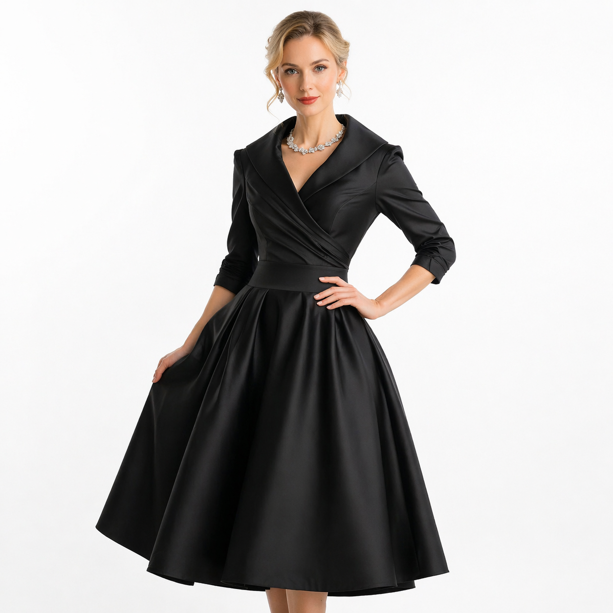 Pleated Swing Midi Dress
