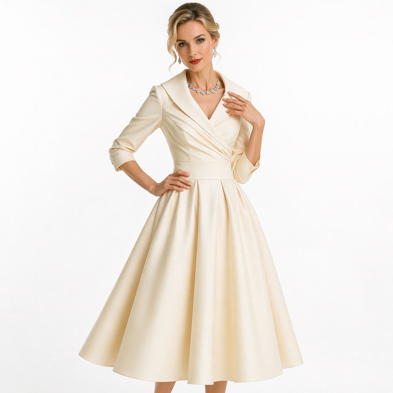 Pleated Swing Midi Dress