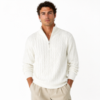 Mock Turtleneck Half-Zip Knit Pullover