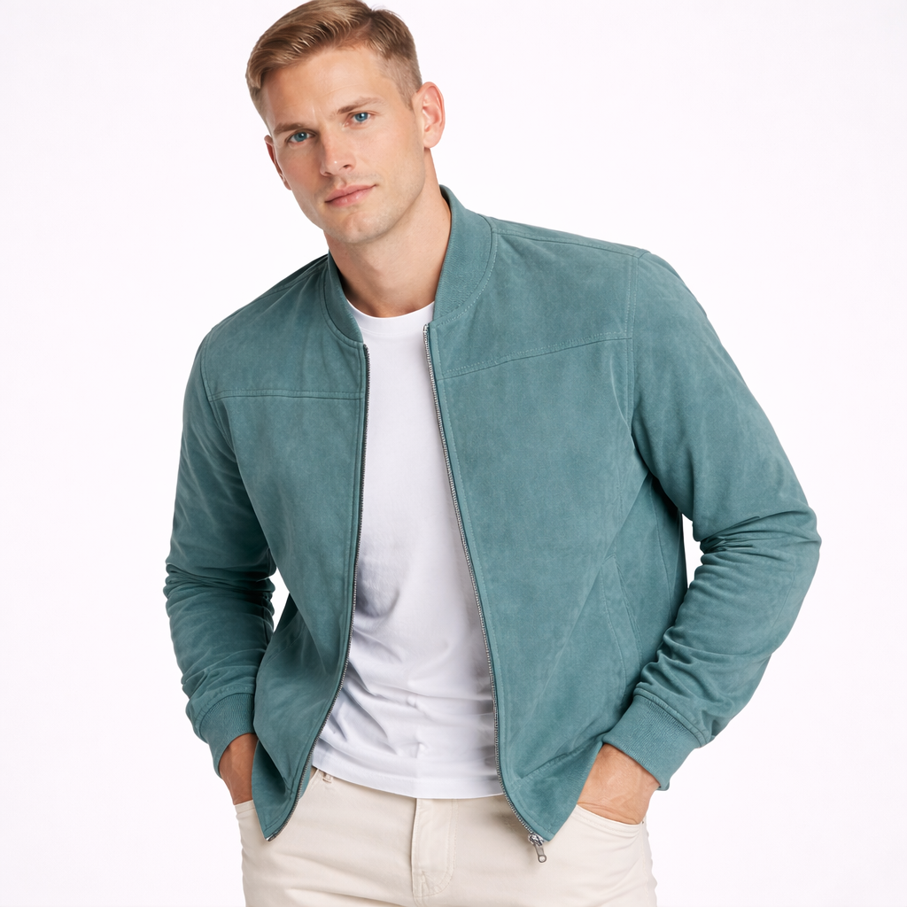 Suede Zip-Up Casual Jacket
