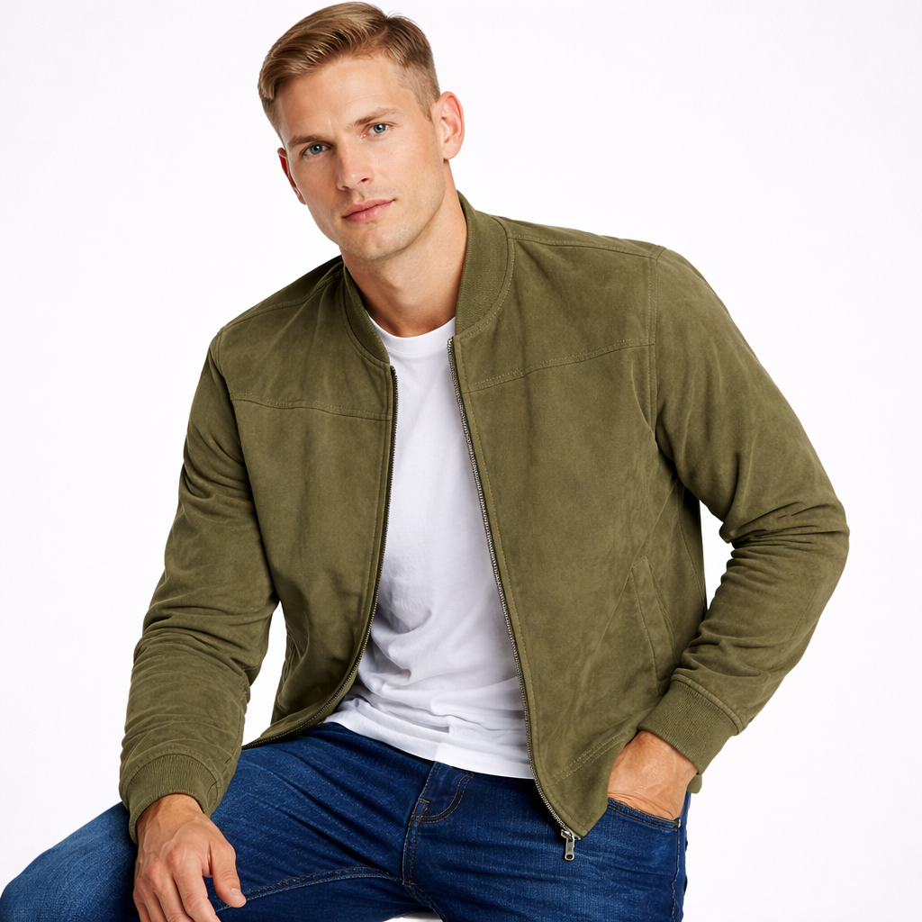 Suede Zip-Up Casual Jacket