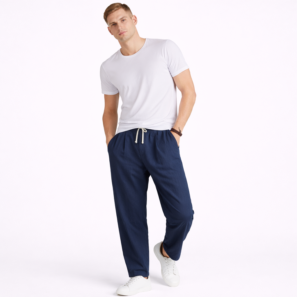 Cotton Linen Cropped Trousers