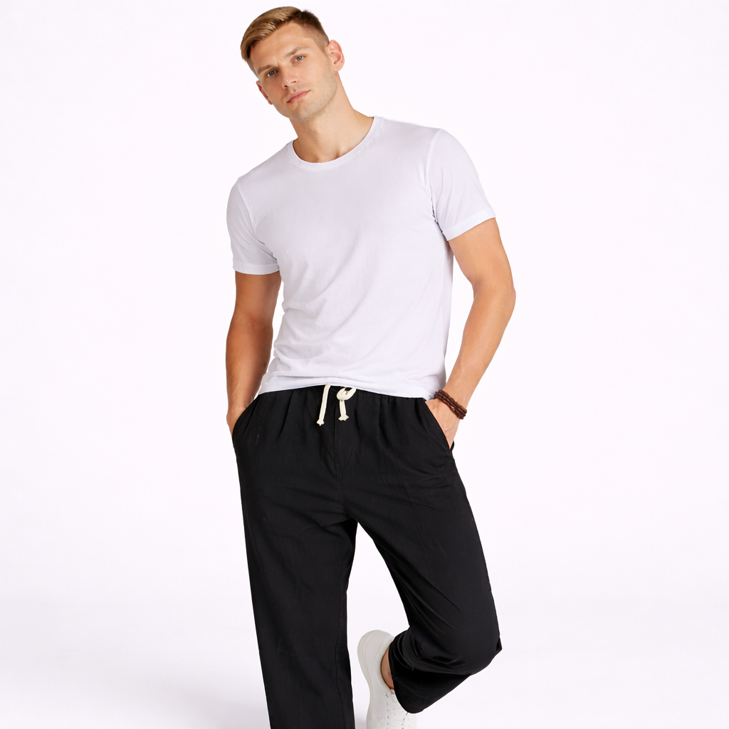 Cotton Linen Cropped Trousers