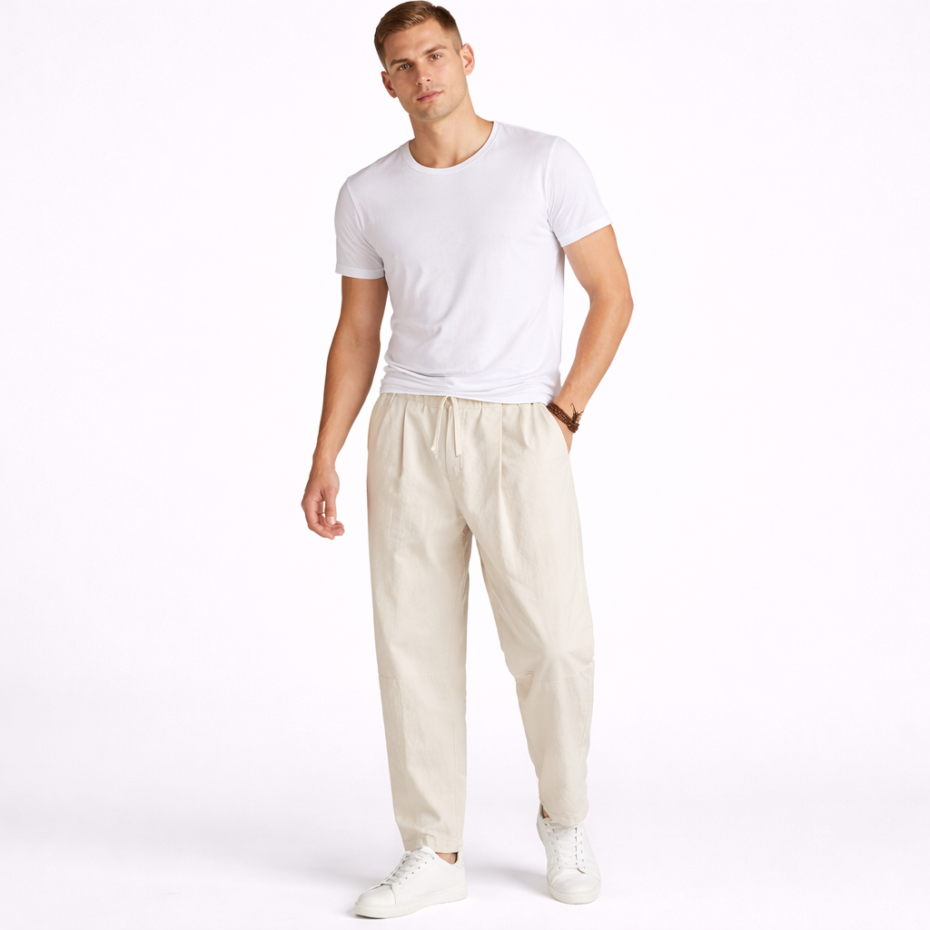 Cotton Linen Cropped Trousers