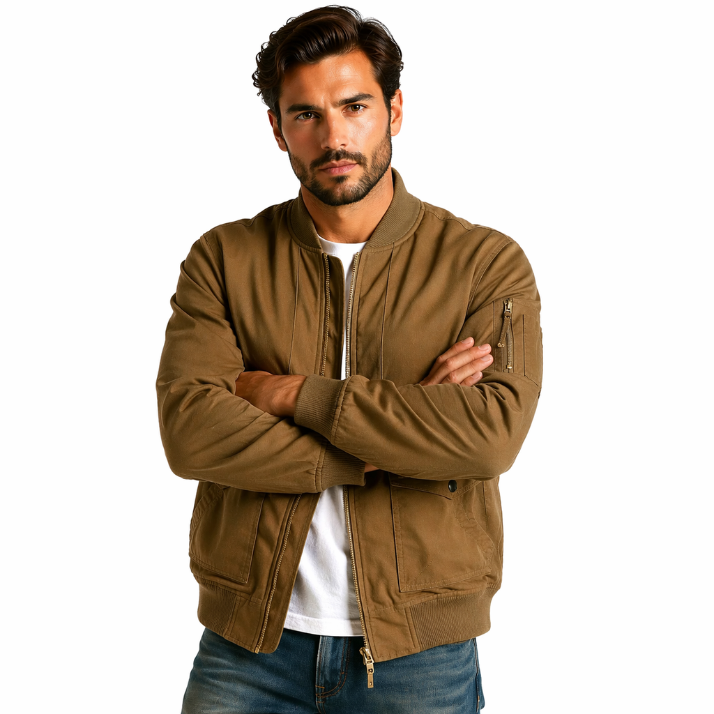 Fleece-Lined Cargo Bomber Jacket