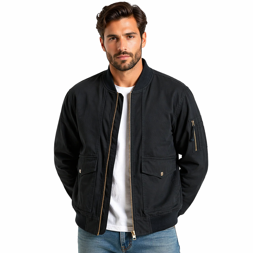 Fleece-Lined Cargo Bomber Jacket