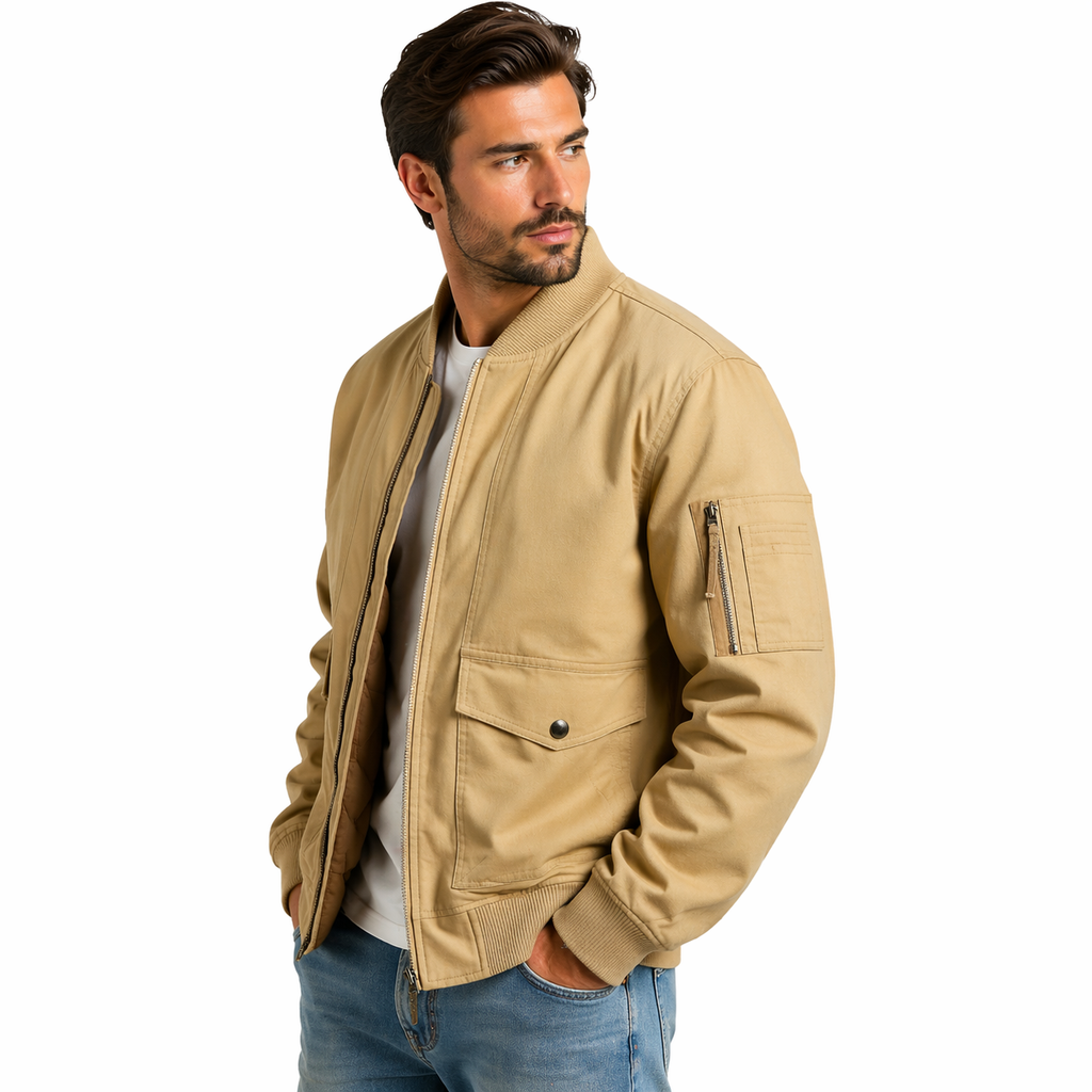 Fleece-Lined Cargo Bomber Jacket