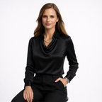 Satin Button-Front Blouse