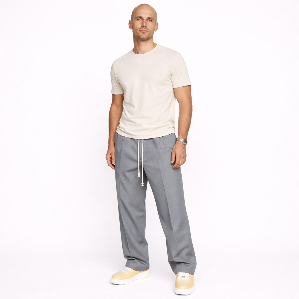 Casual Drawstring Straight-Leg Trousers