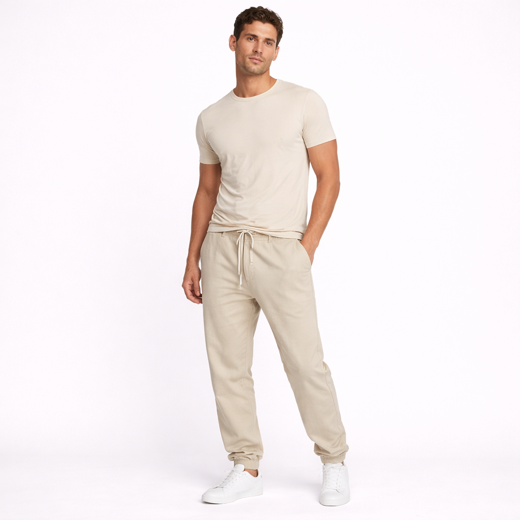 Cotton Linen Drawstring Joggers