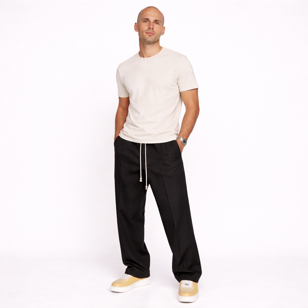 Casual Drawstring Straight-Leg Trousers