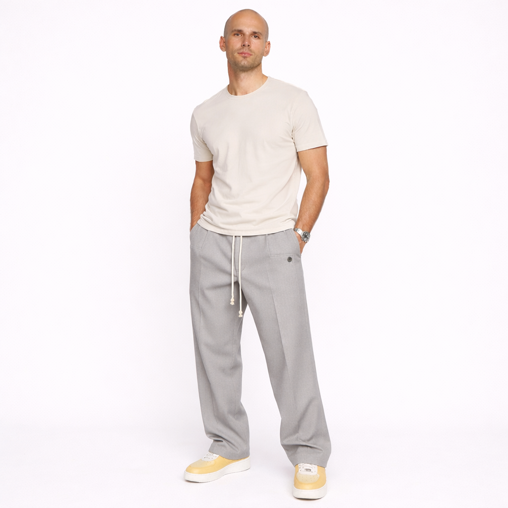Casual Drawstring Straight-Leg Trousers
