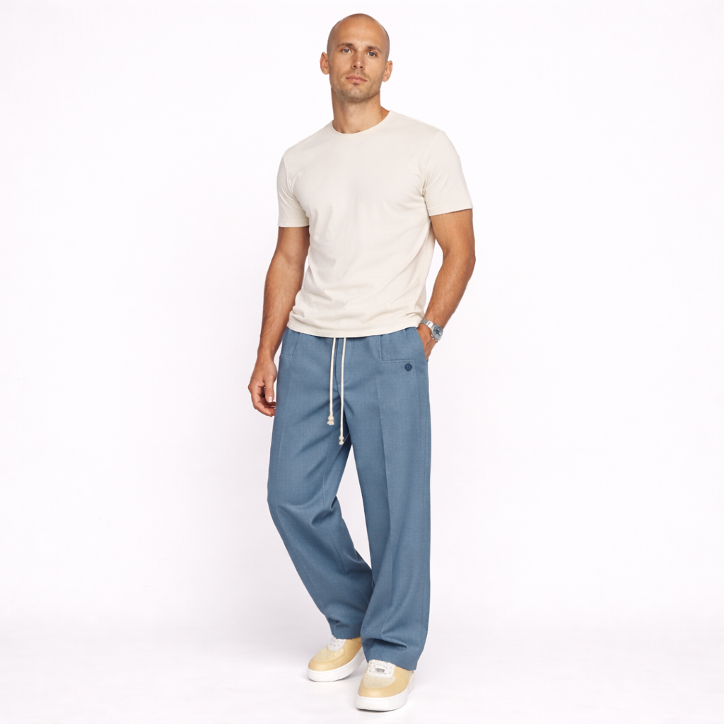 Casual Drawstring Straight-Leg Trousers