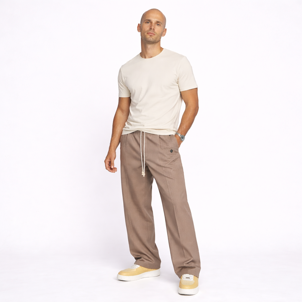 Casual Drawstring Straight-Leg Trousers