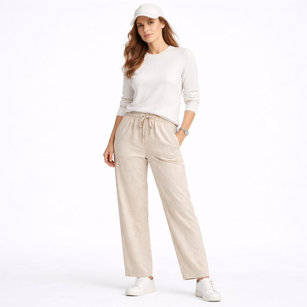 Cotton Linen Wide-Leg Chinos