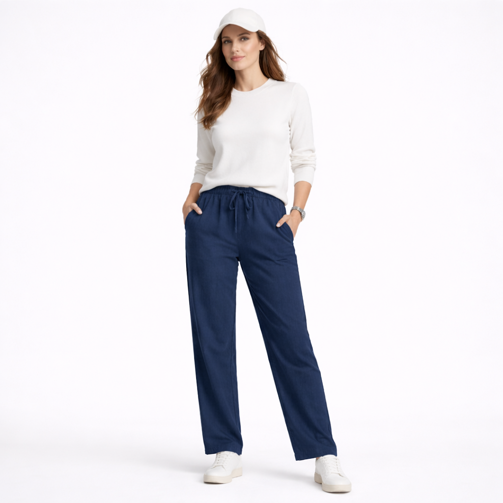 Cotton Linen Wide-Leg Chinos