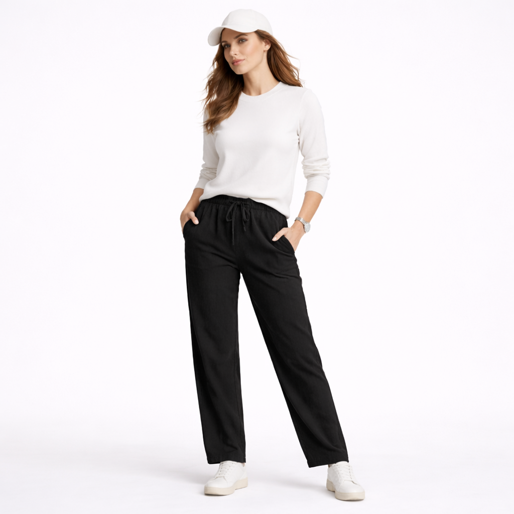 Cotton Linen Wide-Leg Chinos