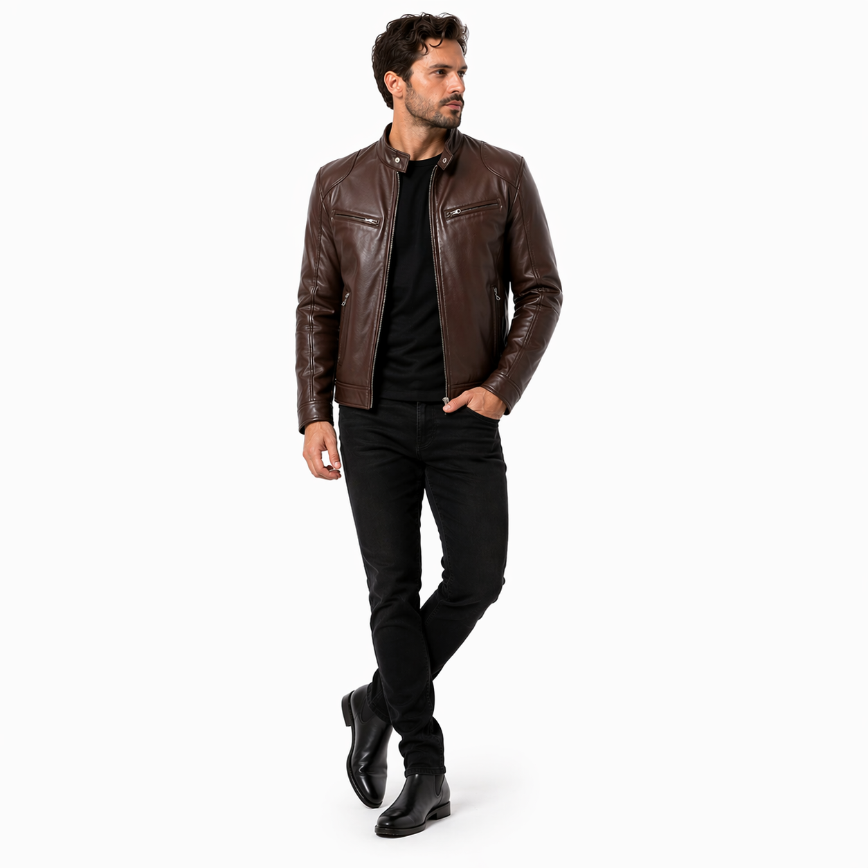 Faux Leather Bomber Jacket