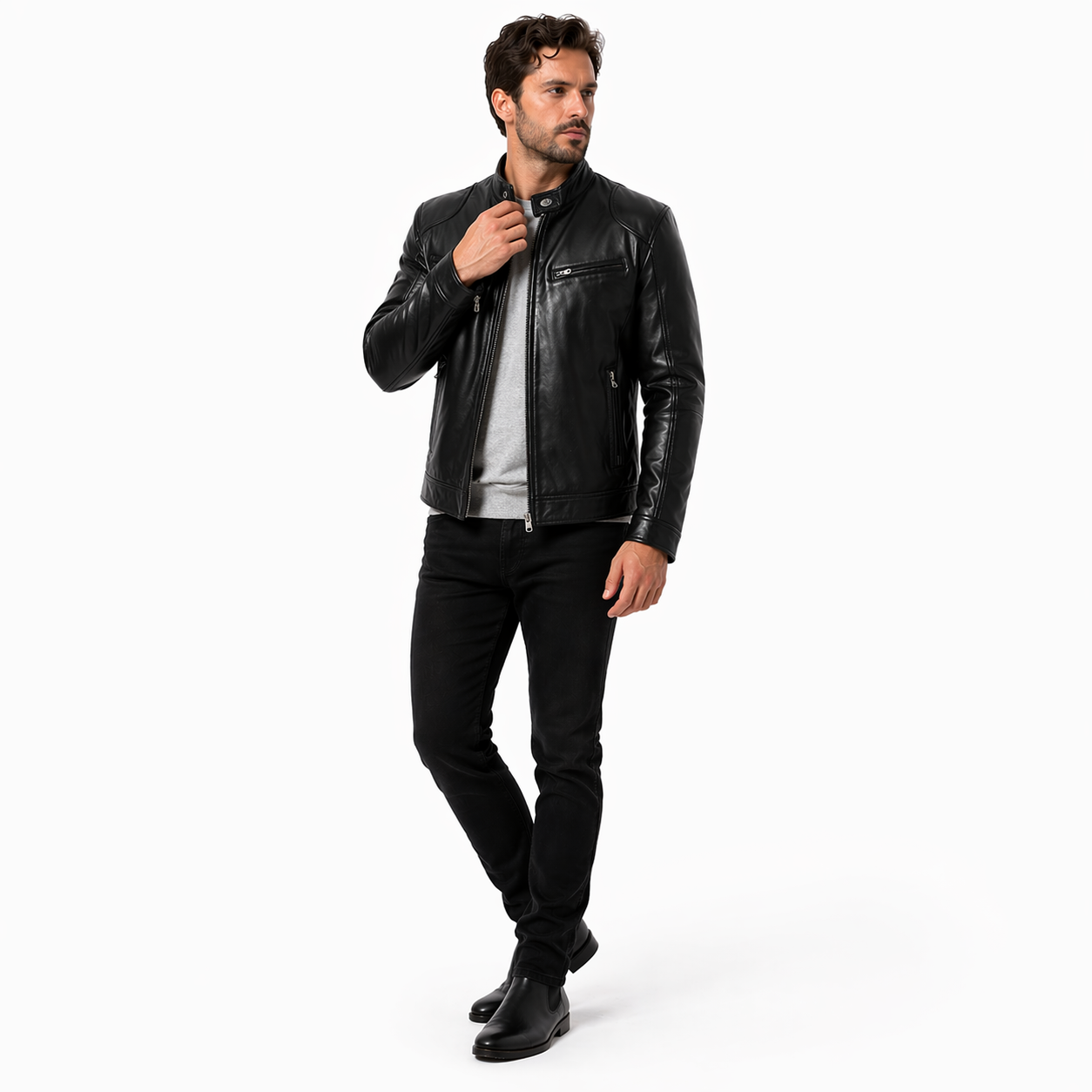 Faux Leather Bomber Jacket