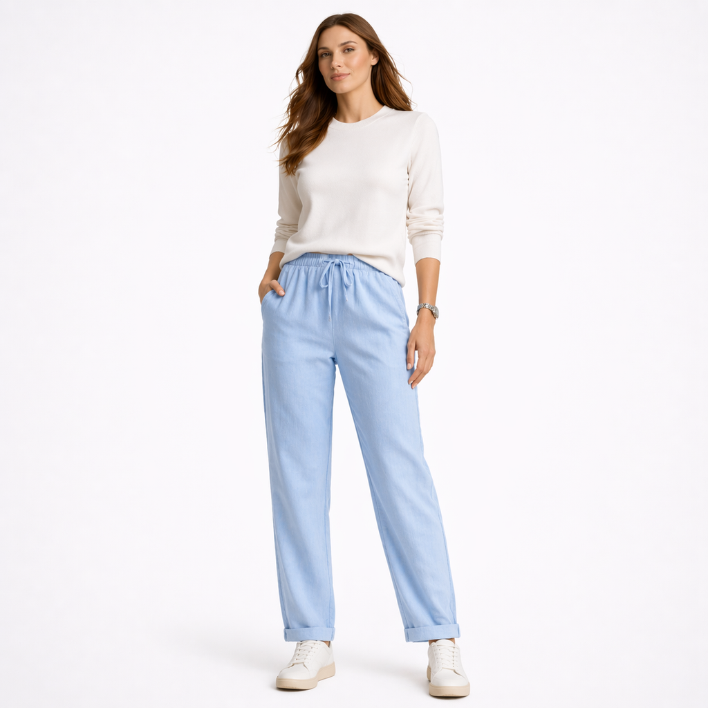 High Waist Cotton Linen Pencil Trousers