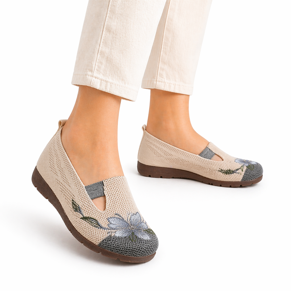 Embroidered Soft-Sole Slip-On Shoes