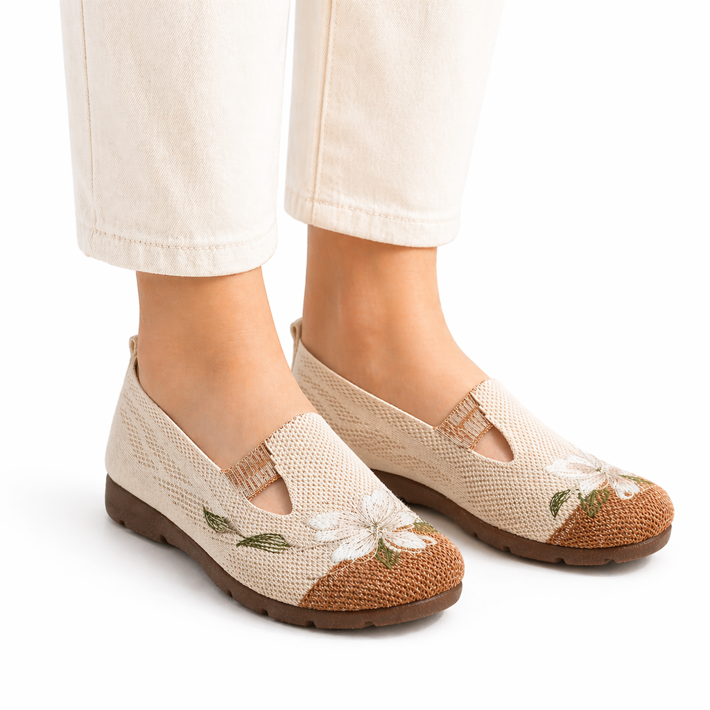 Embroidered Soft-Sole Slip-On Shoes