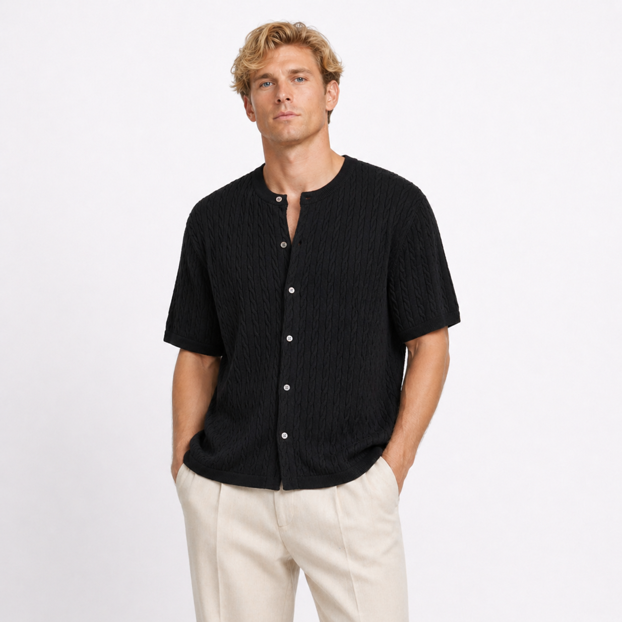 Tencel Cotton Jacquard Knit Polo